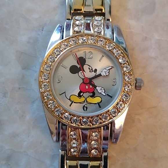 NIB Disney Silver&Gold-tone Mickey Mouse Watch - Picture 1 of 8